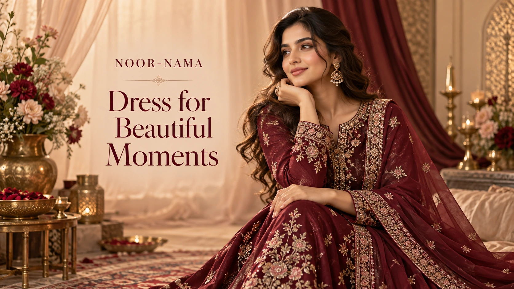 Dress for Beautiful Moments — Burgundy NOOR-NAMA banner